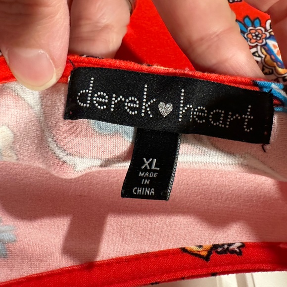 Red Paisley Print Mock Neck Swing Dress - XL - Picture 2 of 7